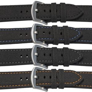 Canvas straps with coloured stiching